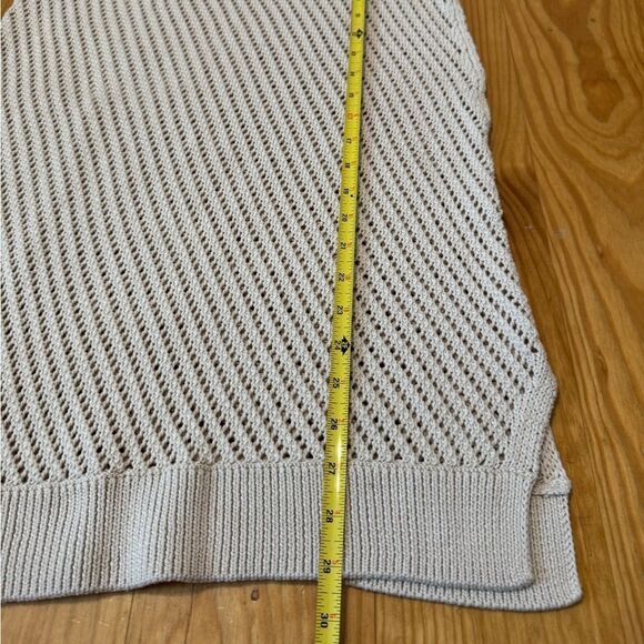 Vince Sweater Womens Small Open Knit Tunic Crochet Oatmeal Side Slit - Picture 7 of 10